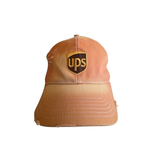 Vintage UPS Logo Trucker Hat With Mesh Back & Distressed Details - Picture 1 of 11